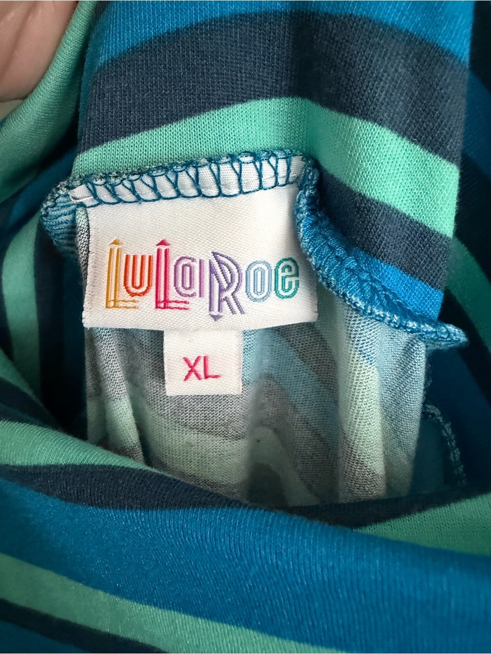 LuLaRoe Striped Teal and Navy Maxi Skirt - Picture 3 of 4